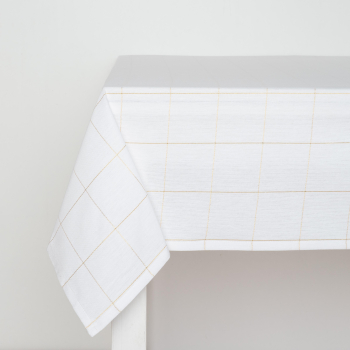 Mantel Cuadros de Algodón 140x300 cm TEX HOME Blanco
