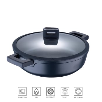 Cacelora Baja de Aluminio Fundido con Tapa 28 cm MASTERPRO Indigo