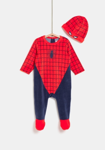 Conjunto dos piezas pijama pelele y gorrito para Bebé Spiderman de MARVEL