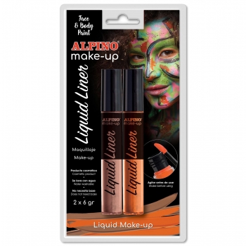 Maquillaje Alpino Liquid Liner Naranja y Marrón 2 ud