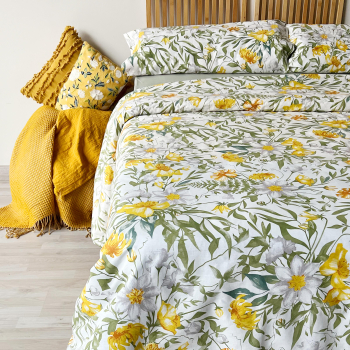 Funda Nórdica Tres Piezas Algodón ALO HOME Cama 150 cm Amarillo