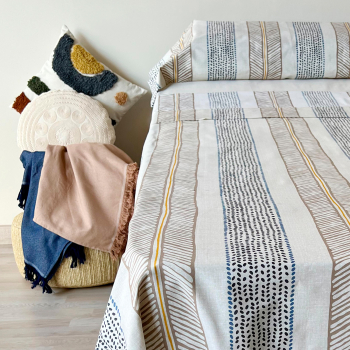Juego de Sábanas Cuatro Piezas Popelín ALO HOME Cama 150 cm Beige