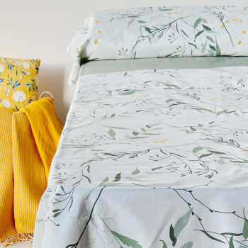 Juego de Sábanas 4 Piezas Popelín ALO HOME Cama 150 cm Verde