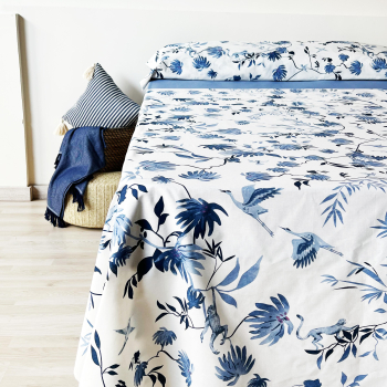 Juego de Sábanas Tres Piezas Popelín ALO HOME Cama 135 cm Azul