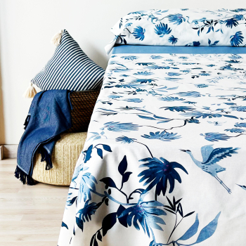 Juego de Sábanas 4 Piezas Popelín ALO HOME Cama 150 cm Azul