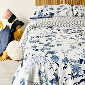 Funda Nórdica Tres Piezas Popelín ALO HOME Cama 135 cm Azul