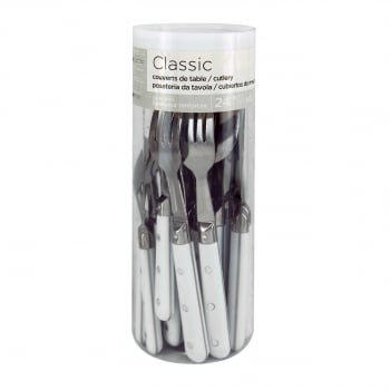 Cubiertos de Acero Inoxidable 24 pzas CARREFOUR HOME Classic - Blanco