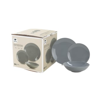 Vajilla de Cerámica de 18 piezas CARREFOUR HOME Essential - Gris