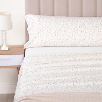 Juego de Sábanas 3 Piezas de Algodón Cama 90 cm TEX HOME Jasmine Blanco