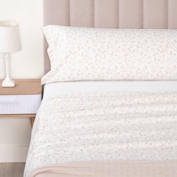 Juego de Sábanas 3 Piezas de Algodón Cama 105 cm TEX HOME Jasmine Blanco
