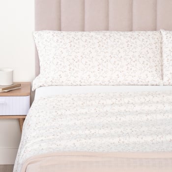Juego de Sábanas 4 Piezas de Algodón Cama 180 cm TEX HOME Jasmine Blanco