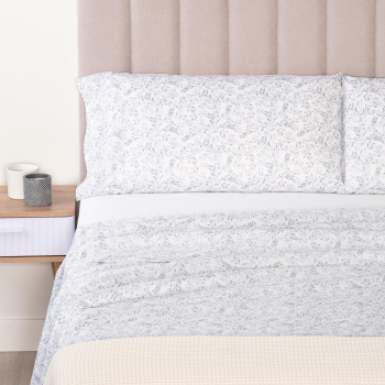 Juego de Sábanas 4 Piezas de Algodón Cama 150/160 cm TEX HOME Livia Azul