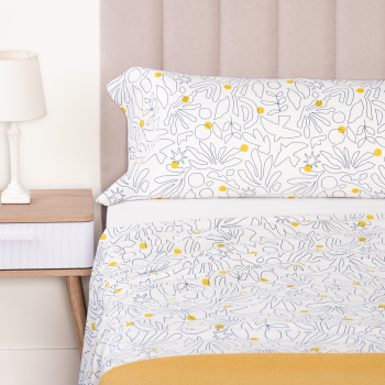 Juego de Sábanas de Algodón 3 Piezas Cama 135 TEX HOME Dove Blanco