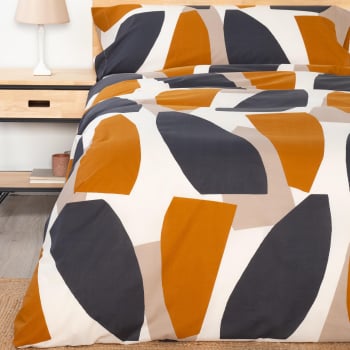 Funda Nórdica 2 Piezas de Algodón Cama 90 cm TEX HOME Demba Geom Marron