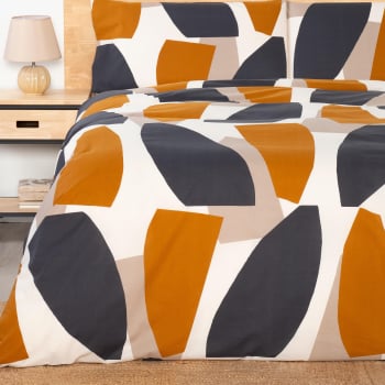 Funda Nórdica 3 Piezas de Algodón Cama 135 cm TEX HOME Demba Geom Marron