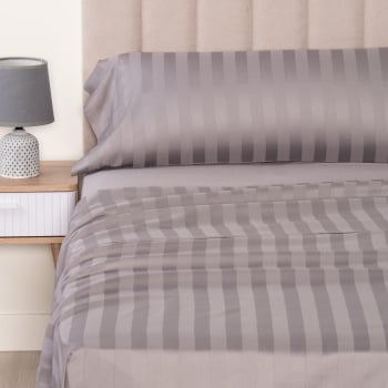 Juego de Sábanas de Algodón 3 Piezas Cama 90 cm TEX HOME Satén Gris