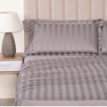 Juego de Sábanas de Algodón 4 Piezas Cama 180 cm TEX HOME Satén Gris
