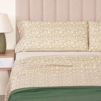 Juego de Sábanas de Algodón 4 Piezas Cama 150 cm TEX HOME Delhi Azul