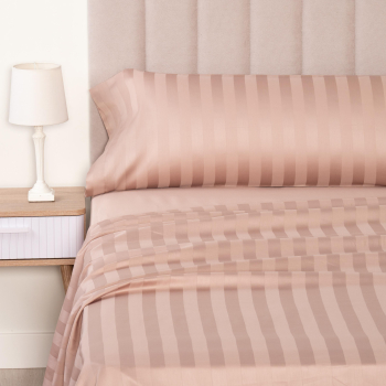 Juego de Sábanas de Algodón 3 Piezas Cama 90 cm TEX HOME Satén Beige