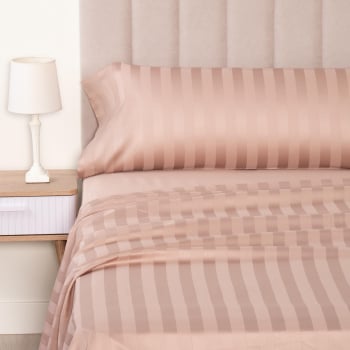 Juego de Sábanas de Algodón 3 Piezas Cama 135 cm TEX HOME Satén Beige
