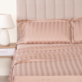 Juego de Sábanas de Algodón 4 Piezas Cama 150 cm TEX HOME Satén Beige