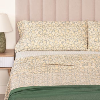 Juego de Sábanas de Algodón 4 Piezas Cama 180 cm TEX HOME Delhi Azul