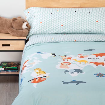 Funda Nórdica 2 Piezas Cama 90 cm TEX HOME World Verde