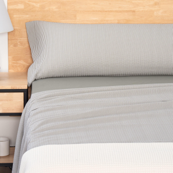 Juego de Sábanas 3 Piezas Cama 135 cm TEX HOME Fancy Olive Rayas Verde