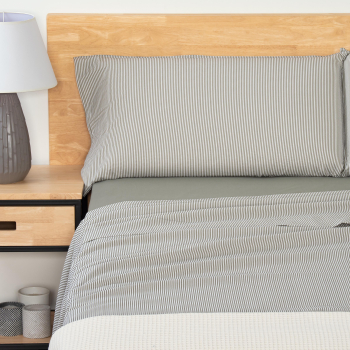 Juego de Sábanas 4 Piezas Cama 150 cm TEX HOME Fancy Olive Rayas Verde