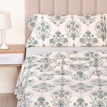 Juego de Sábanas de Algodón 4 Piezas Cama 180 cm TEX HOME