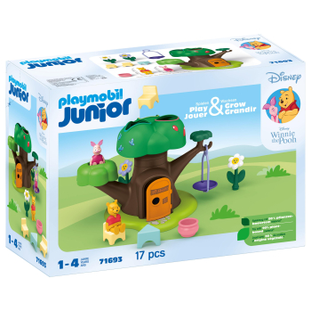 PLAYMOBIL JUNIOR & Disney: Winnie The Pooh & Piglet casa del árbol, Juego de figuras +1 año - 71693
