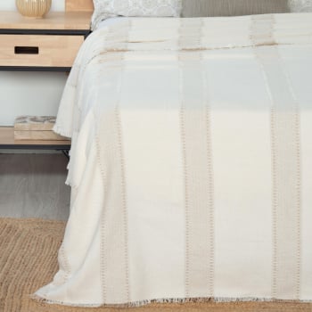 Colcha Decorativa de Algodón Cama 90/105 cm LUMA HOME Croma Beige