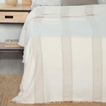 Colcha Decorativa de Algodón Cama 135 cm LUMA HOME Croma Beige