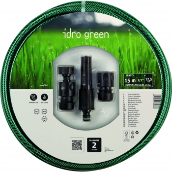 Kit Manguera Idro Green 12,5mm 15m Lanza+3 Racores