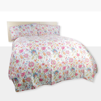 Juego de Sábanas Cuatro Piezas de Algodón ALO HOME Flores Multi Cama 150 cm Multicolor