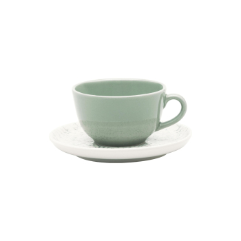 Set 12 piezas Desayuno de Gres 6 Tazas 200 ml + 6 Platos 14.5 cm LA MAISON Verdant