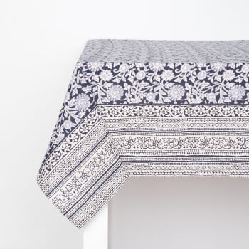 Mantel de Algodón Estampado de Flores 140x200 cm TEX HOME Delhi Azul