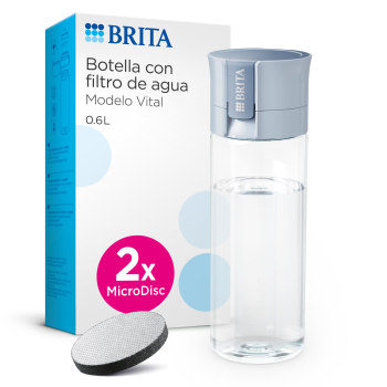Pack Botella de Agua Filtrante BRITA Vital con 2 Filtros MicroDisc - Azul Claro