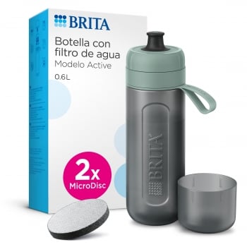 Pack Botella de Agua Filtrante BRITA Active con 2 Filtros MicroDisc - Verde