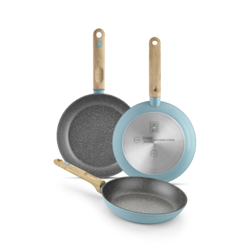 Set 3 Sartenes BRA Nordik, de Aluminio Fundido, Apto Inducción, 20-24-28 cm