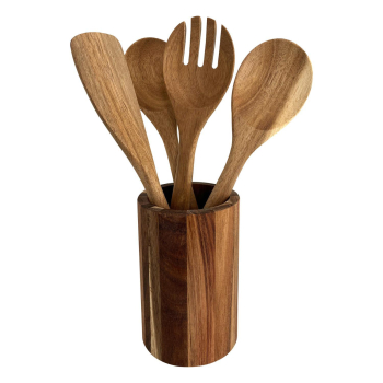 Set de 4 Utensilios de Cocina de Madera Acacia CARREFOUR HOME