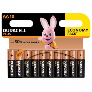 Pilas Alcalinas AA Duracell Plus, paquete de 10