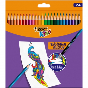 Lápices de Colores Borrables Bic Kids Evolution Illusion 24 ud
