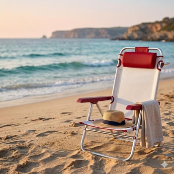 Silla Baja Reclinable 5 Posiciones con Cojín Rio - Rojo