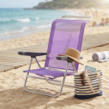 Silla Playa Baja Reclinable 5 Posiciones - Lila
