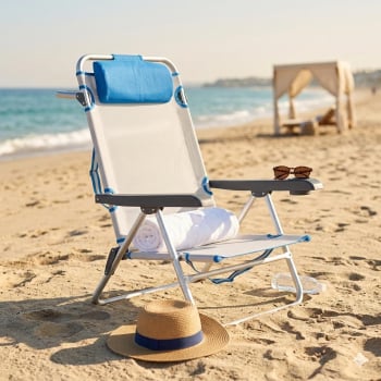 Silla Baja Reclinable 5 Posiciones con Cojín New Rio - Azul