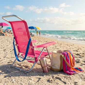 Silla Playa Baja Reclinable 5 Posiciones Nueva - Rosa