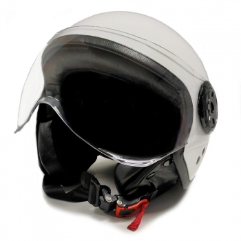 Casco Moto Jet Blanco con Gafas Protectoras Integradas Talla L