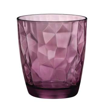 Set de 3 Vaso Bajo de Vidrio Bormioli Diamond 9,1x9,1cm - Morado