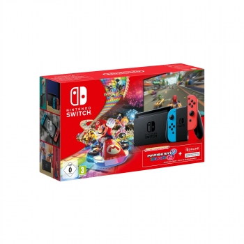 Nintendo Switch Rojo/Azul Neon con Mario Kart Deluxe 8 y 3 meses NSO